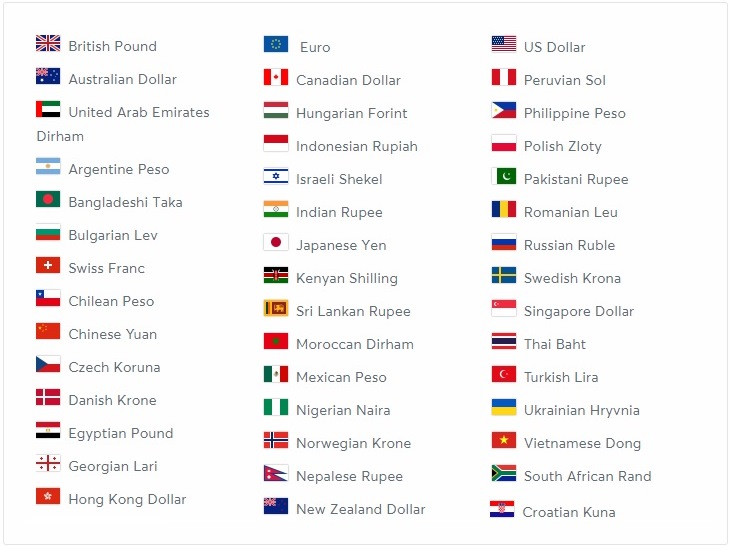 המטבעות הזמינים בחשבון ללא גבולות