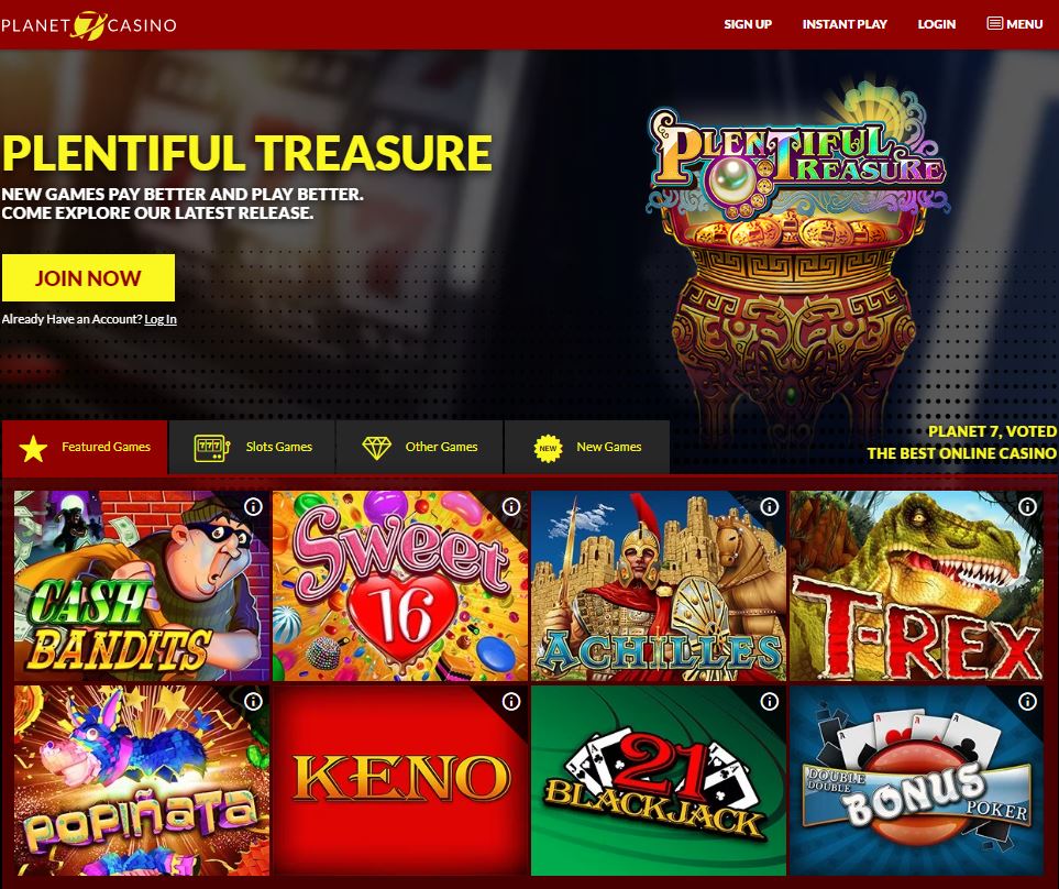 Planet 7 Casino Screenshot