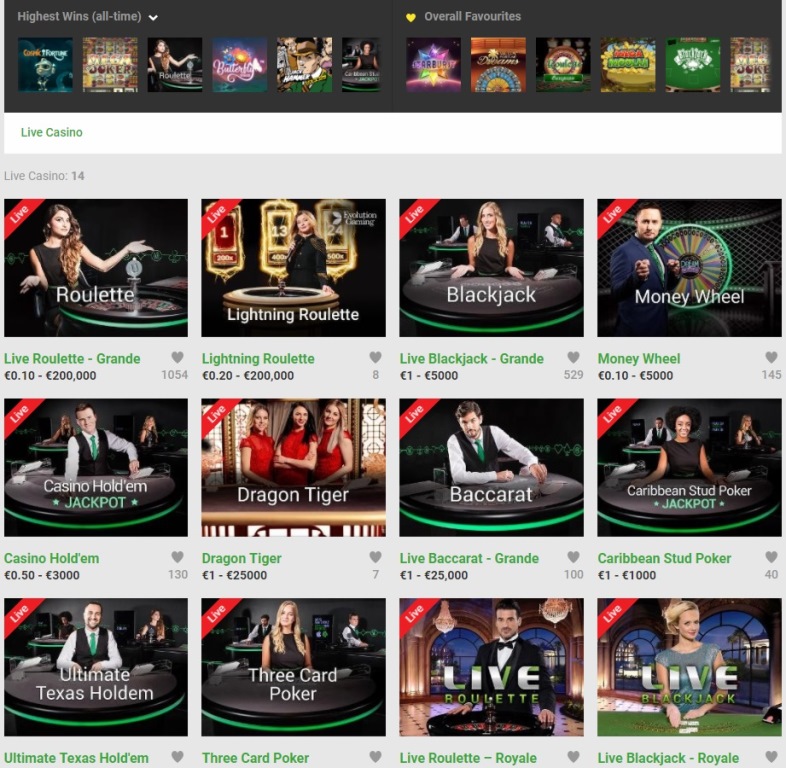 unibet משחקים עם דילרים חיים