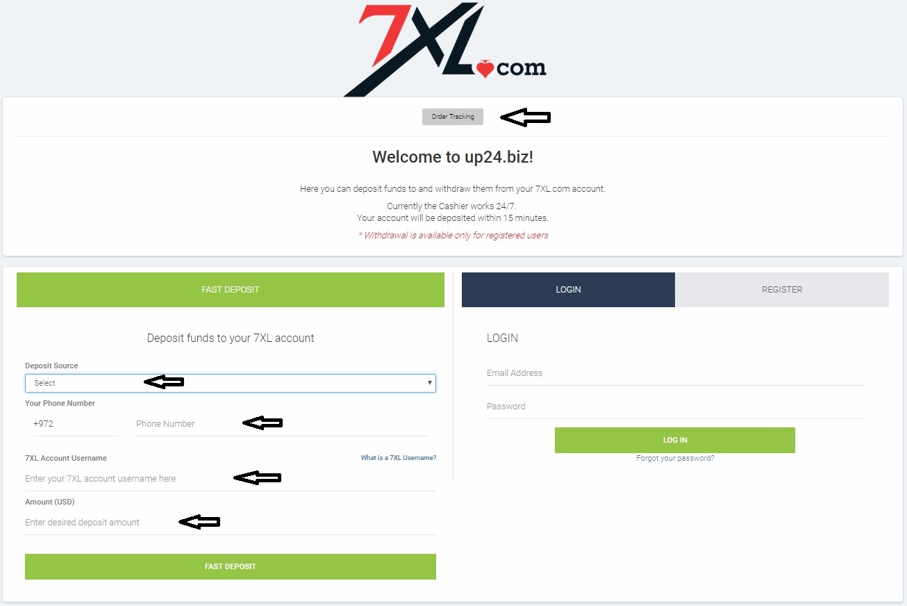 Вклад денег на 7 XL через up24.biz